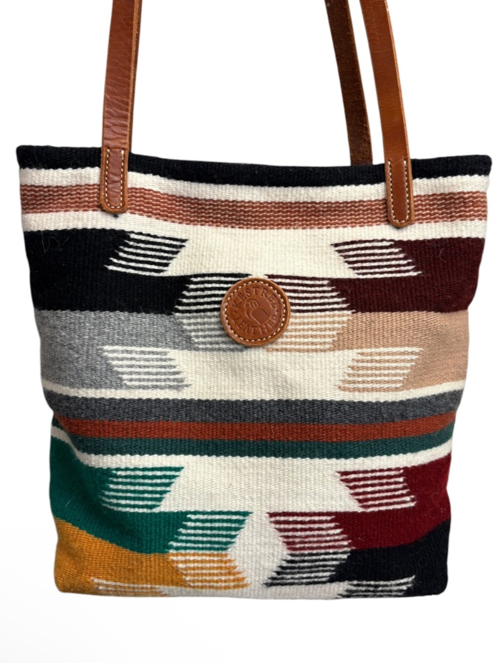 Kestrel leather Navajo rug tote bag WOW